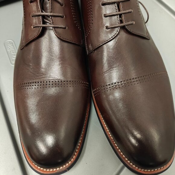 Perry Ellis Dark Brown Leather Brogue Oxfords Brand NEW - Picture 2 of 6